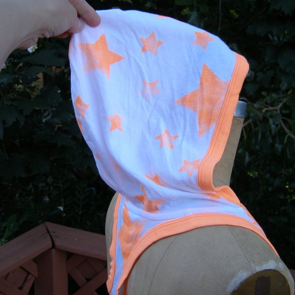 NEW size S/M 4-8 Hooded Tank top by JET SET Neon Orange/white - Picture 6 of 12